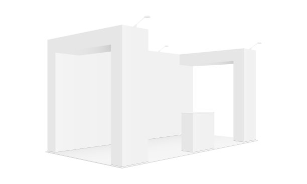 展览设有展柜立柱及桌侧视图图片下载