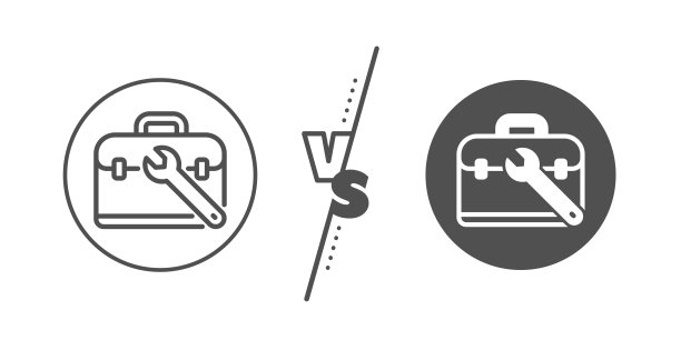 扳手工具线图标。修理工具箱标志。向量图片下载