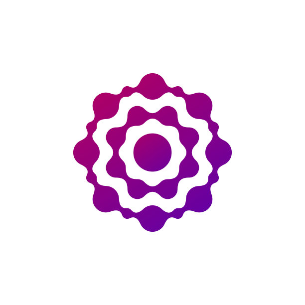 抽象分子圆形标志：互连点化学logo，病毒太阳或花朵图标，矢量素材图片下载