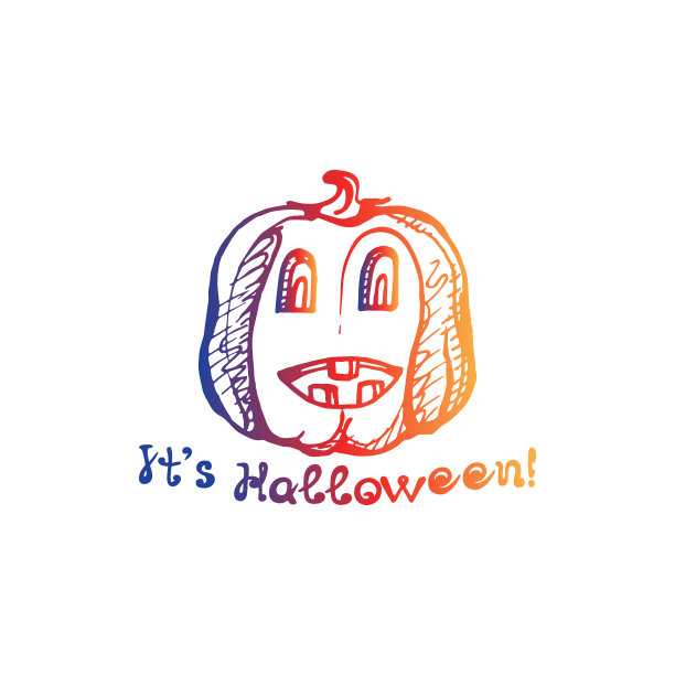 万圣节用手绘梯度南瓜短语图片下载