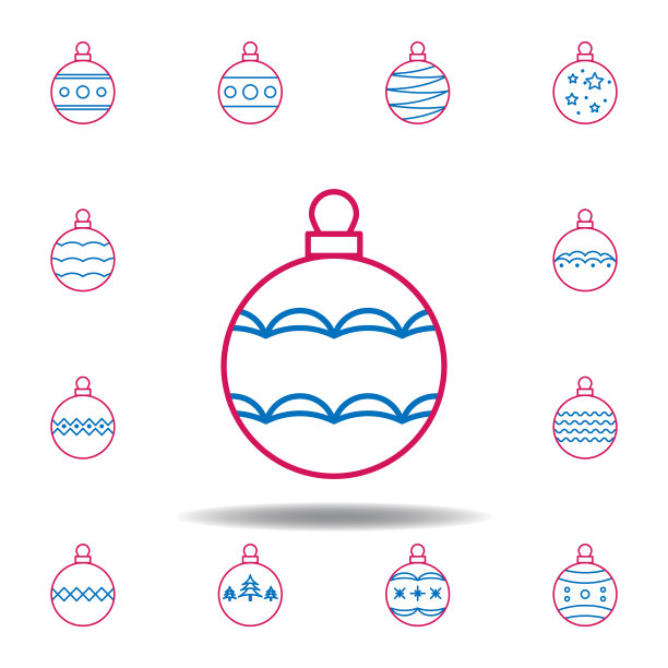 新年、圣诞节、庆典装饰彩球图标。可以用于web, logo，手机应用，ui, ux图片下载