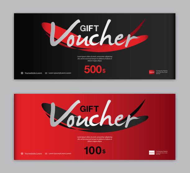 礼品券模板，销售旗帜，水平布局，折扣卡，标题，网站，红色背景，矢量插图EPS10图片下载