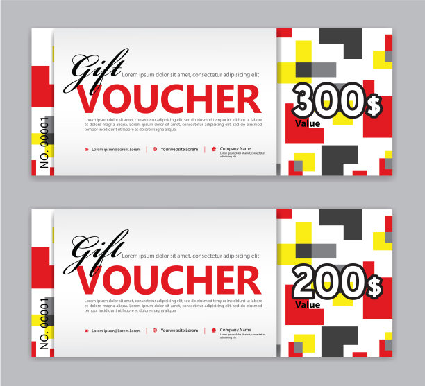 礼品券模板，销售旗帜，水平布局，折扣卡，标题，网站，红色背景，矢量插图EPS10图片下载