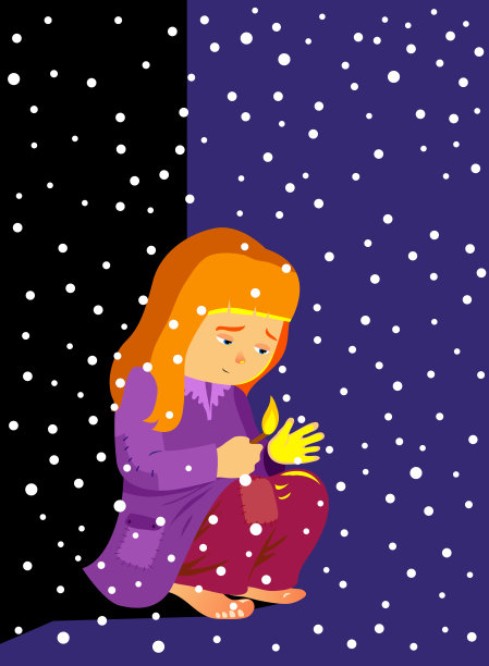 卖火柴的小女孩童话矢量插图。图片下载