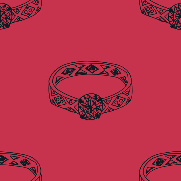 戒指首饰配件无缝时尚图案手绘图片下载