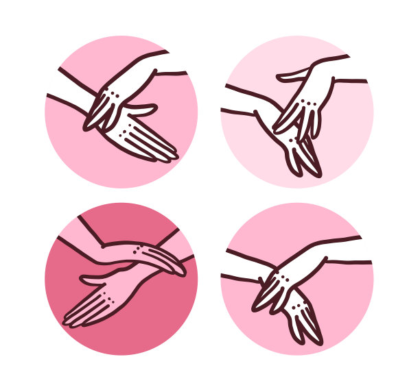 矢量手绘制的人的手在不同的姿态孤立在白色背景。轮廓图。女性的手腕图标。图片下载