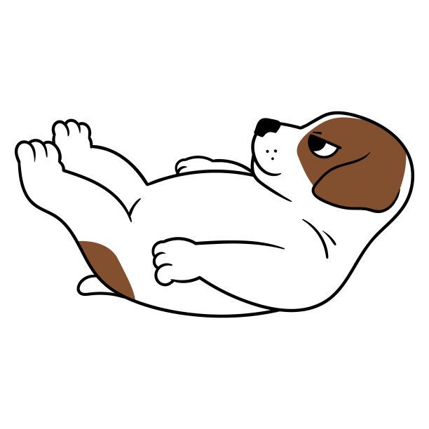 卡通狗躺下的插图图片下载