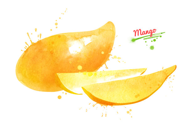 黄色芒果水彩画图片下载