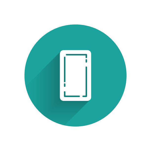 白色扑克牌背面图标与长阴影隔离。赌场赌博。绿色圆圈按钮。矢量图图片下载