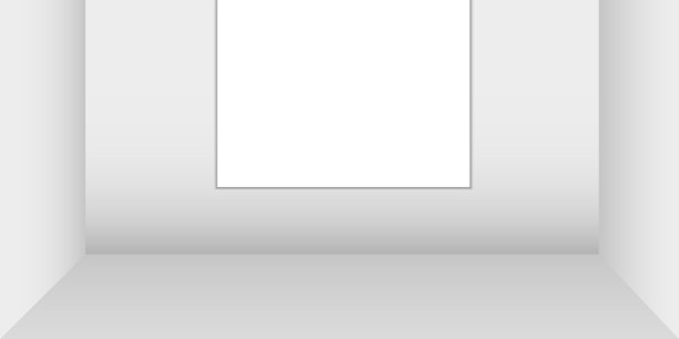 抽象的白色空房间，壁龛白色墙壁，地板，天花板，黑暗的一面没有任何纹理，盒子顶视图无色的3d插图。空白框模板图片下载