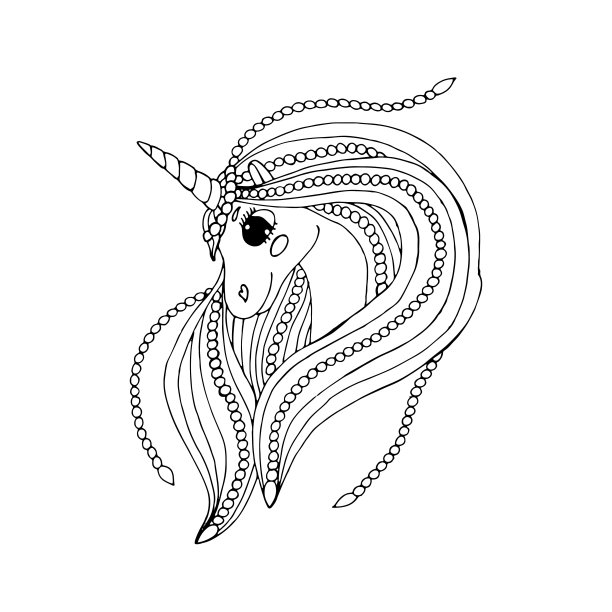 黑线独角兽为着色书或页图片下载