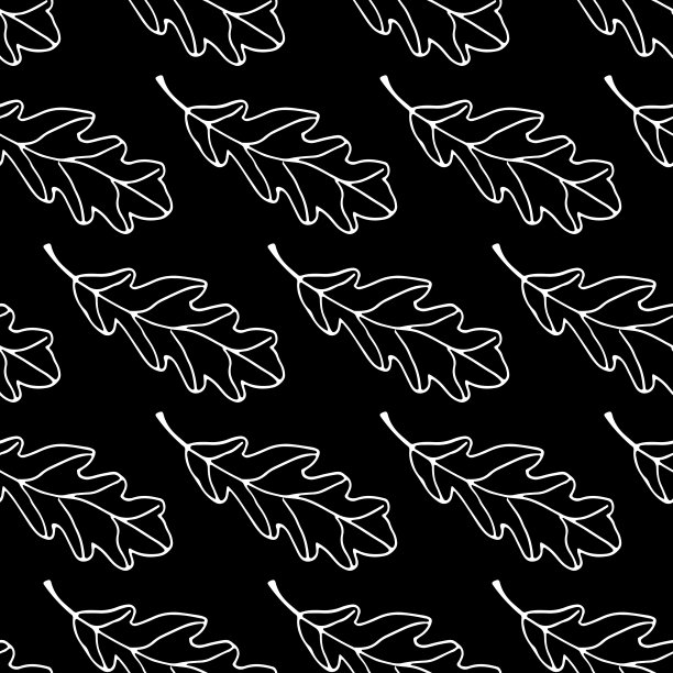 手绘橡木叶矢量无缝模式图片下载