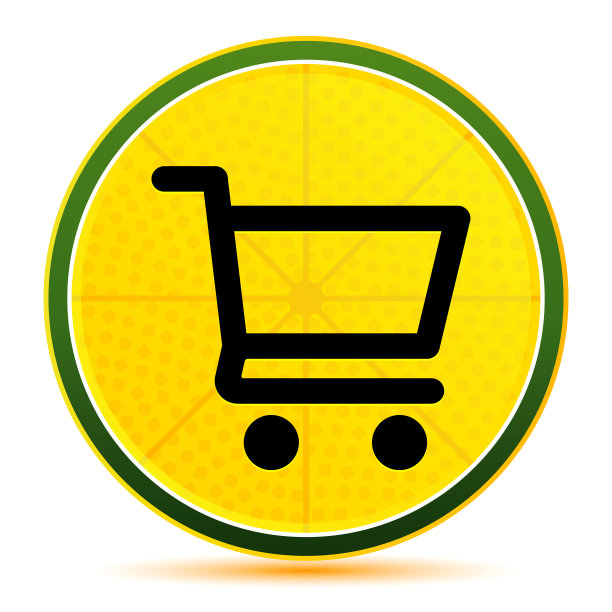 购物车图标柠檬柠檬黄色圆形按钮插图图片下载
