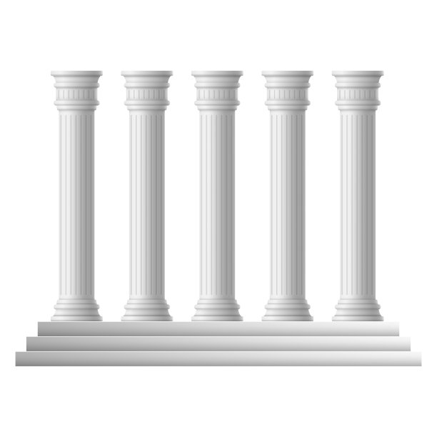 逼真的详细3d行古代列集。向量图片下载