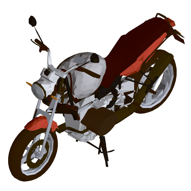 多边形摩托车。等距视图。详细的摩托车孤立在一个白色的背景。3 d。矢量插图。图片下载