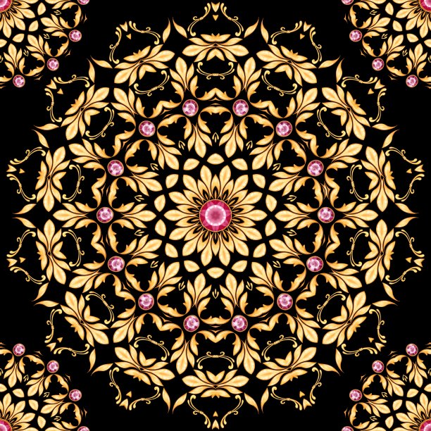 用卷轴和宝石组成的正方形图片下载