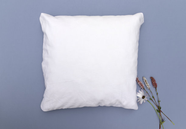 空白白色方形垫子上的蓝色背景与美丽的野花右边-数字文件模型图片下载