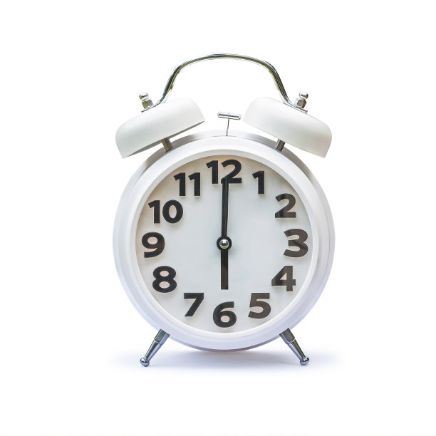 6点的白色闹钟，孤立在白色背景上(剪辑路径)图片下载