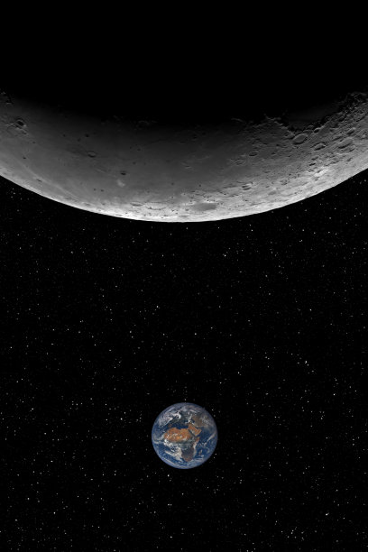 月球和小行星地球的特写镜头，映衬着星空的背景，这张照片的元素由美国宇航局提供图片下载