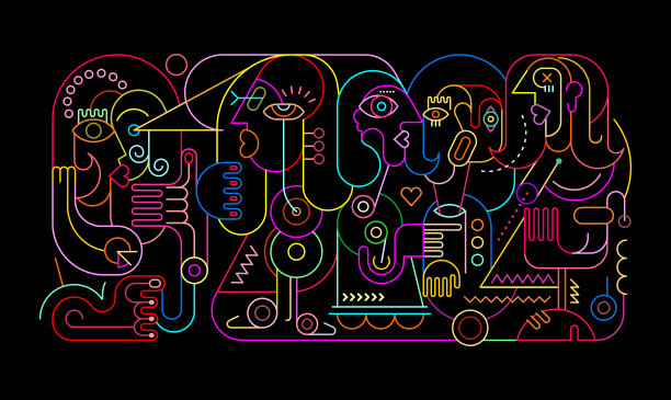 五人霓虹肖像图片下载