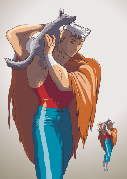 游戏角色与宠物-素描图片下载