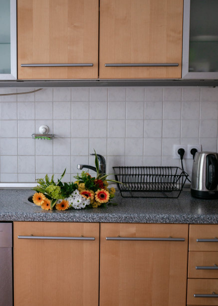 厨房水槽里的花图片下载