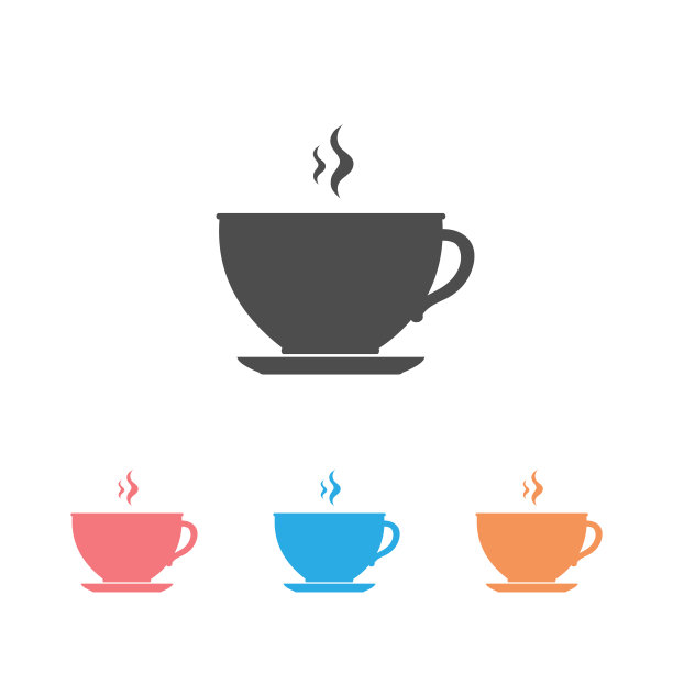 一杯咖啡。咖啡杯图标集。咖啡图标孤立在白色背景图片下载