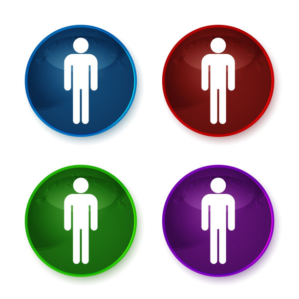 男子图标闪亮圆形按钮设置说明图片下载