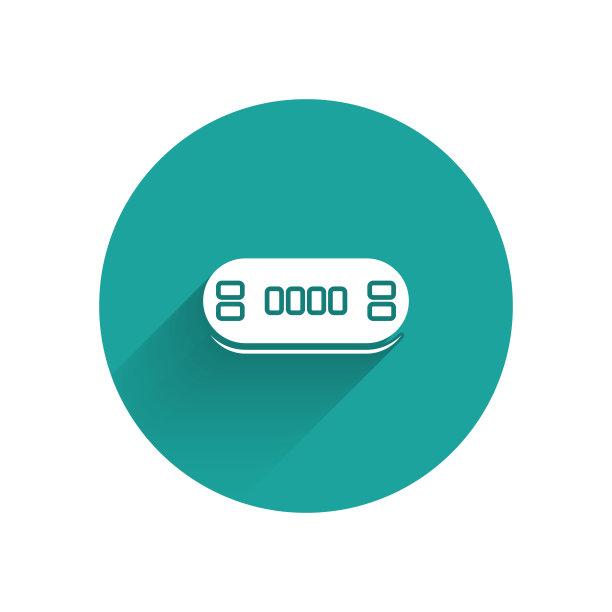 白色扑克表图标孤立与长影子。绿色圆圈按钮。矢量图图片下载