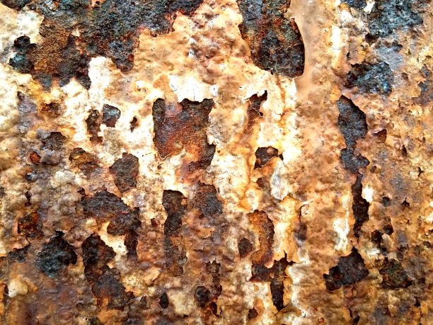 生锈的钢铁是由反应水引起的。铁与锈棕色旧金属纹理图片图片下载