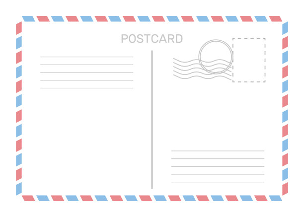 明信片与白纸纹理，扁平风格图片下载