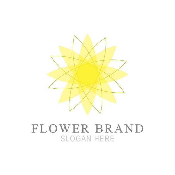 黄花标志设计自然概念矢量孤立在白色背景图片下载