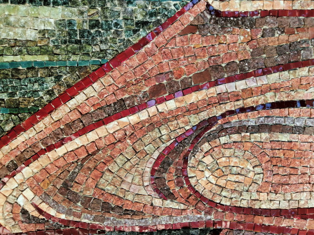 原始马赛克背景，一块块瓷砖，古代，复古的模板。图片下载