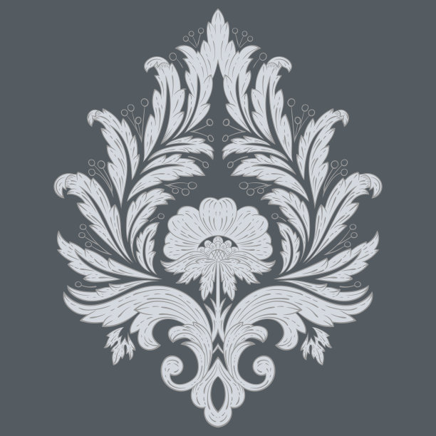 向量大马士革元素。孤立的锦缎中央剖开。古典奢华的老式锦缎装饰，皇家维多利亚纹理的壁纸，纺织品，包装图片下载