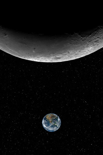 月球和小行星地球的特写镜头，映衬着星空的背景，这张照片的元素由美国宇航局提供图片下载
