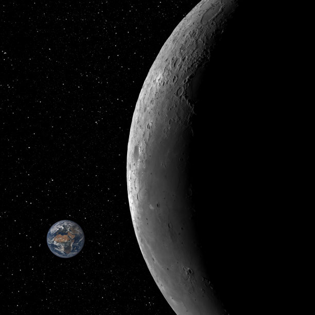 月球和小行星地球的特写镜头，映衬着星空的背景，这张照片的元素由美国宇航局提供图片下载