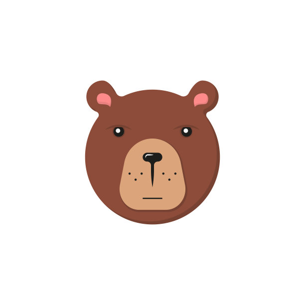 熊面动物在平面风格，向量图片下载