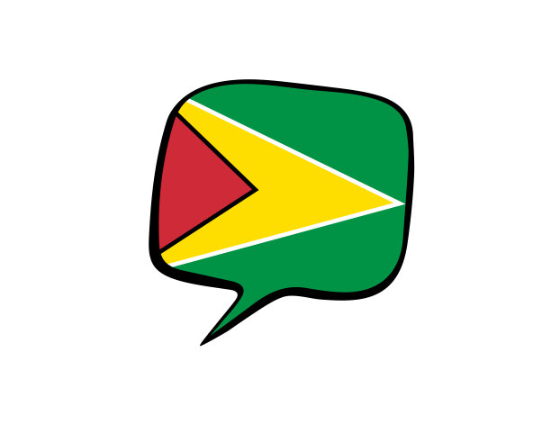 演讲气泡与圭亚那国旗在白色的背景。矢量图图片下载