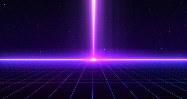 复古科幻背景的未来网格景观80年代。数字网络表面。适合80年代风格的设计。三维演示图片下载