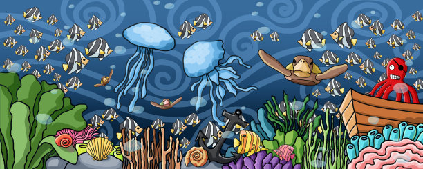 水下世界和水下气氛涂料图片下载