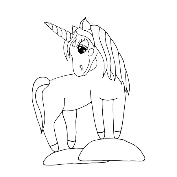 黑线独角兽为着色书或页图片下载