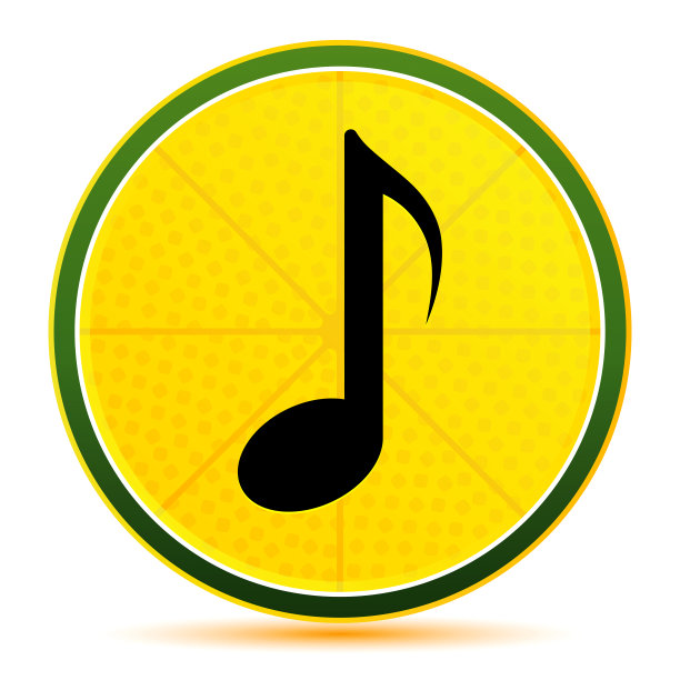 音乐音符图标柠檬柠檬黄色圆形按钮插图图片下载