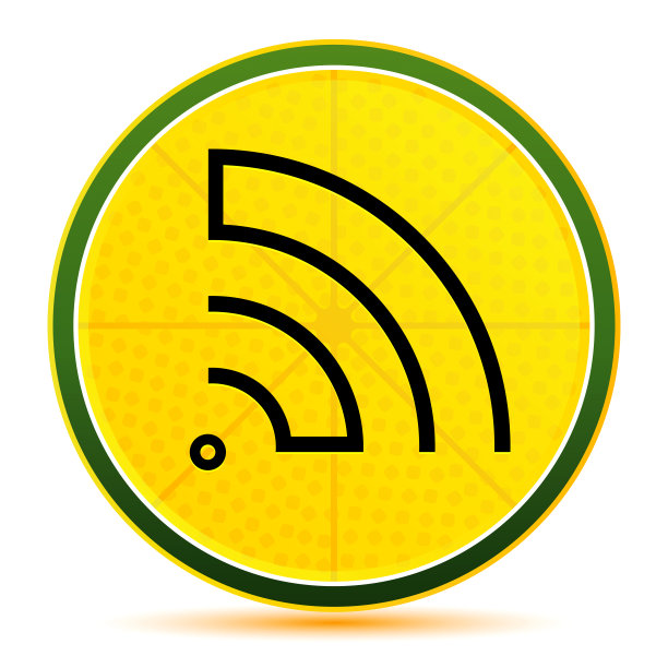 RSS饲料图标柠檬柠檬黄色圆形按钮插图图片下载