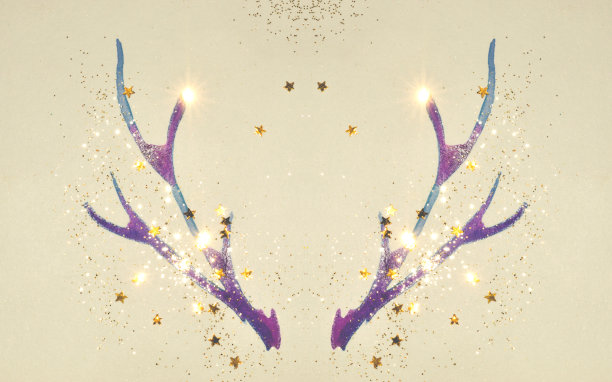 金色的闪光和闪烁的星星在抽象的水彩角在复古的颜色。图片下载