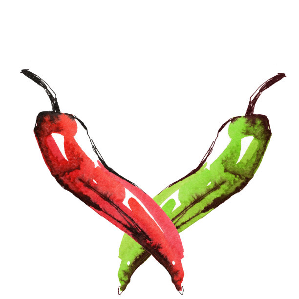 红和绿辣椒图片下载