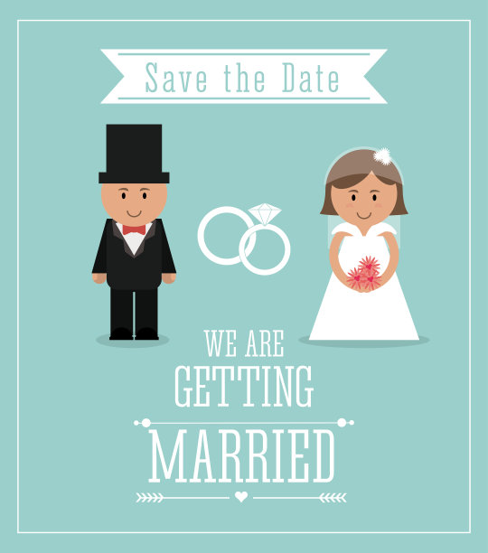 结婚了的设计。婚礼图标。平的插图图片下载