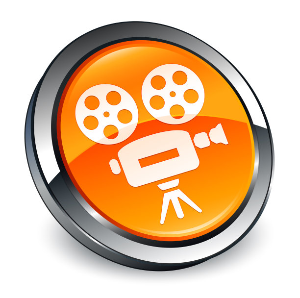 摄像头图标3d橙色圆形按钮图片下载