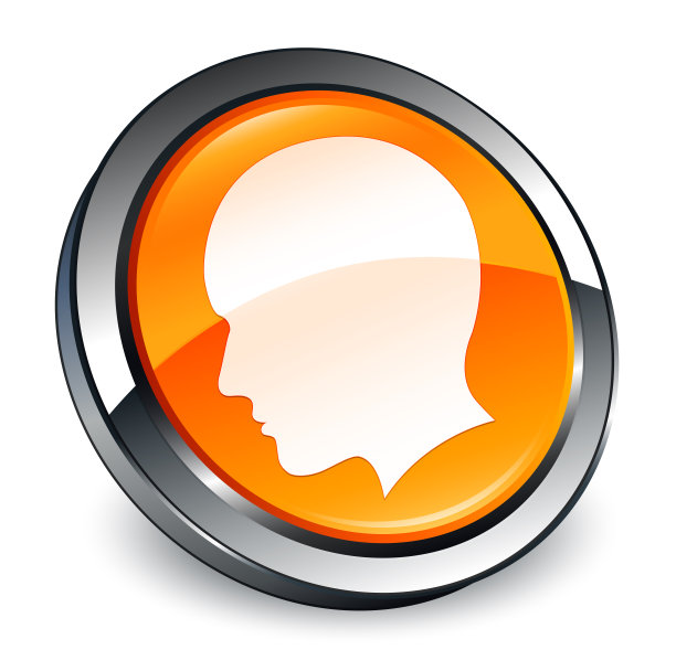 头男人的脸图标3d橙色圆形按钮图片下载