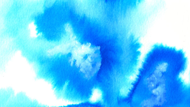 抽象蓝色水彩背景。彩色的阴影在白纸上。副本的空间。图片下载