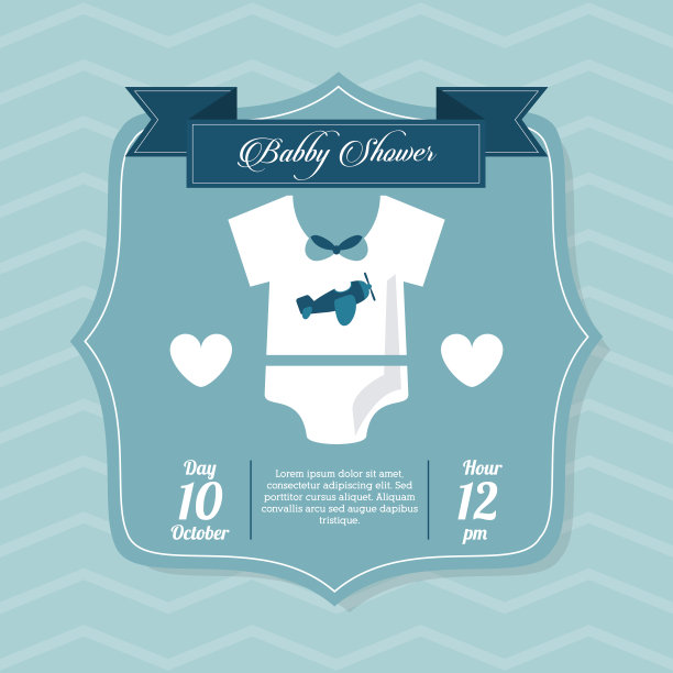 婴儿淋浴设计。布图标。蓝色插图，矢量图形图片下载